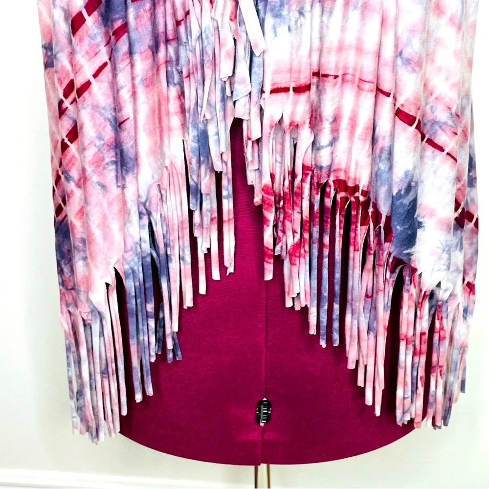 Shawl Dawls Boho tie dye fringe convertible hippie shawl scarf NWT One Size